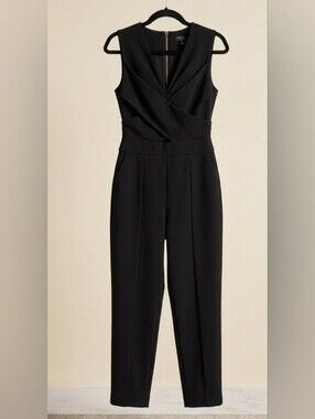​Ted Baker Black Wrap Front Tailored Jumpsuit | Rose Gold Hardware SZ 0